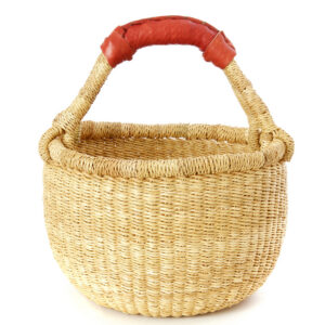 Natural Baby Woven Basket with Leather Handle