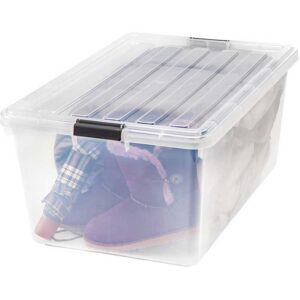Clear Stackable Lidded Plastic Storage Container 68 Quart