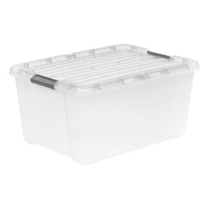 Clear Stackable Lidded Plastic Storage Container 45 Quart