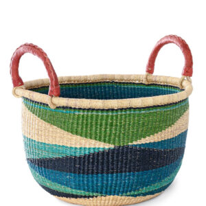 Shades of Blue Triangle Design Double Handle Woven Basket