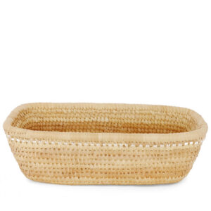 Beaded Rectangle Storage Basket with White Beads