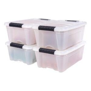 Stackable Lidded Plastic Storage Container 12 Quart 4 Pack