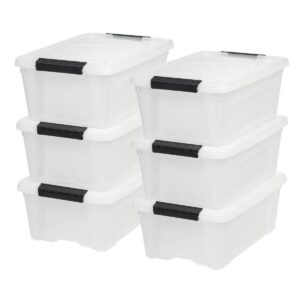 Stackable Lidded Plastic Storage Container 12 Quart 6 Pack
