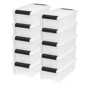 Stackable Lidded Plastic Storage Container 5 Quart 10 Pack