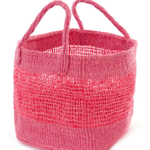 Pink Lace Weave Square Sisal Baskets