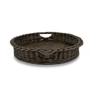Round Wicker Serving Tray with Practical Detail