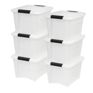 Stackable Lidded Plastic Storage Container 19 Quart 6 Pack