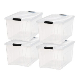 Stackable Lidded Plastic Storage Container 72 Quart 4 Pack