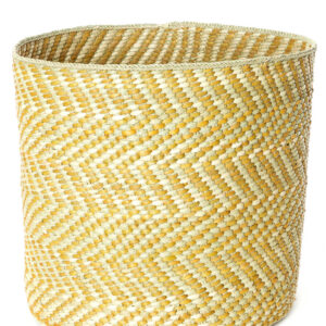 Yellow & Natural Woven Reed Reed Basket
