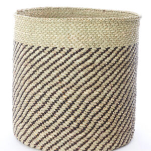 Grass Reed Baskets with Diagonal Black Stripes