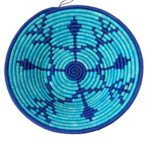 Blue Meadow Coiled Raffia Basket